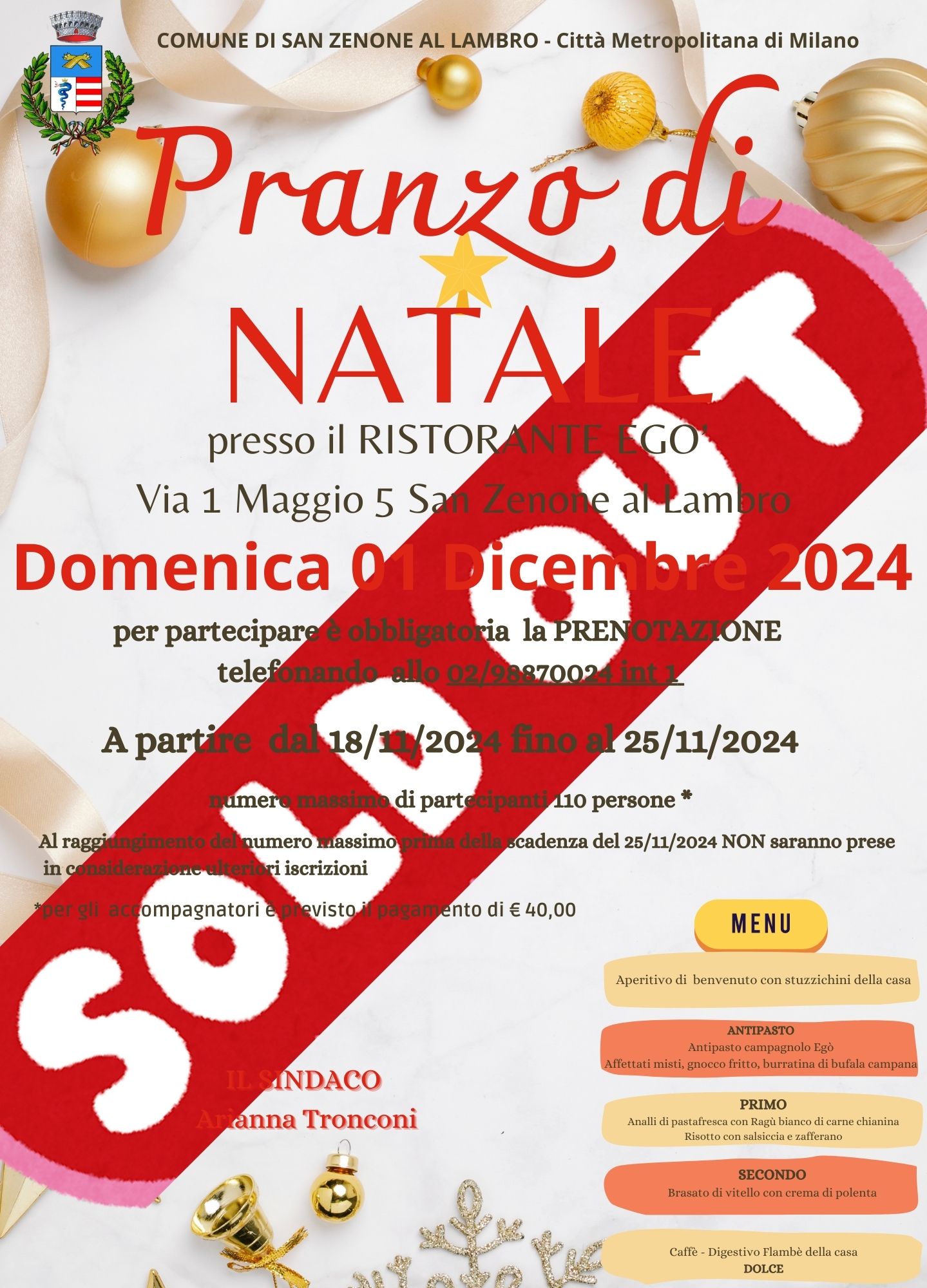 Pranzo di  Natale 2024 -  POSTI ESAURITI